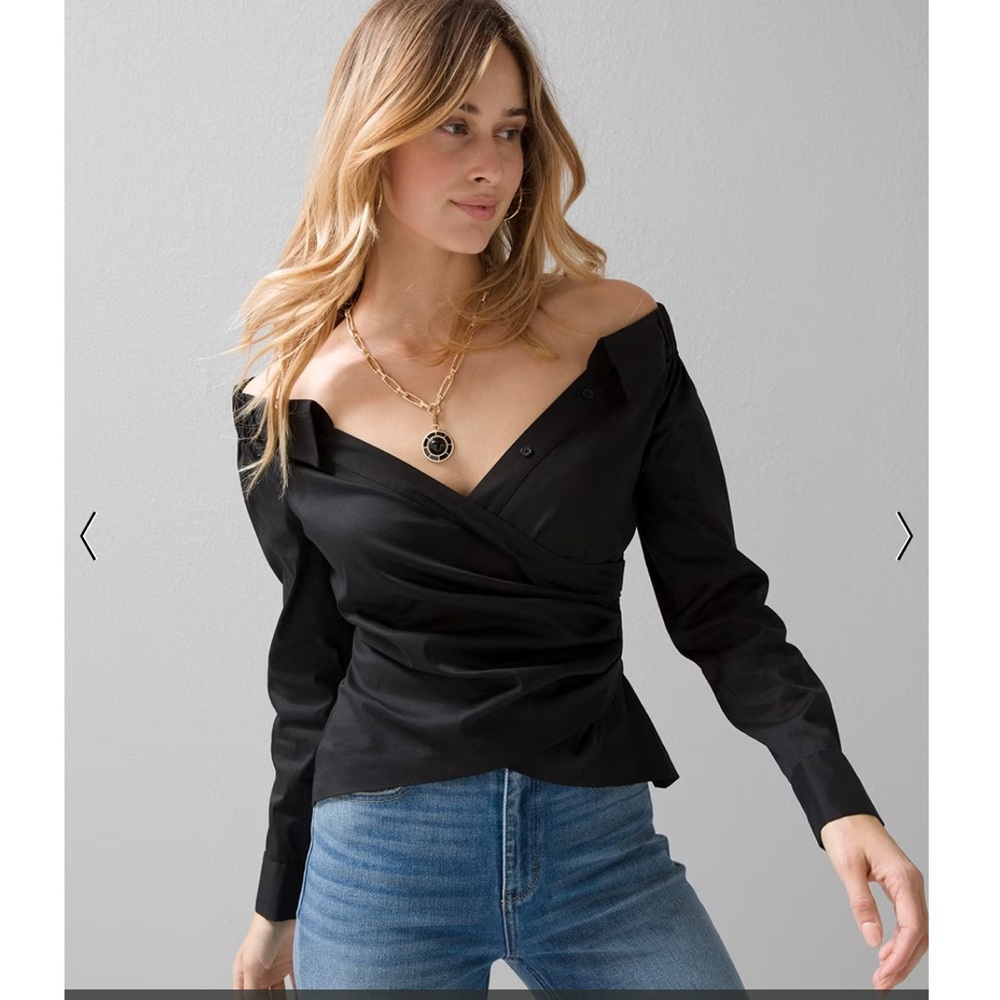 WHBM OFF-THE-SHOULDER SURPLUS POPLIN TOP - NWOT